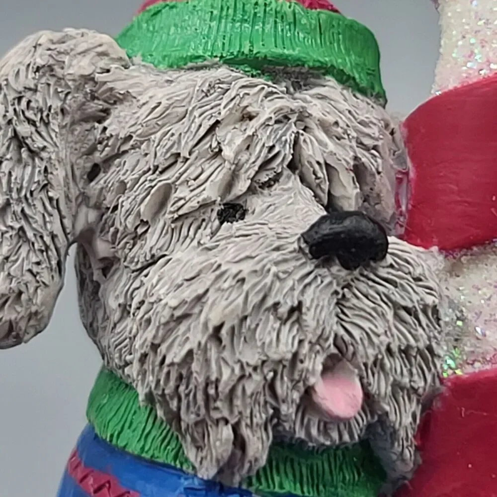 Christmas Ornament Dog Climbing Candy Cane Peppermint Stick